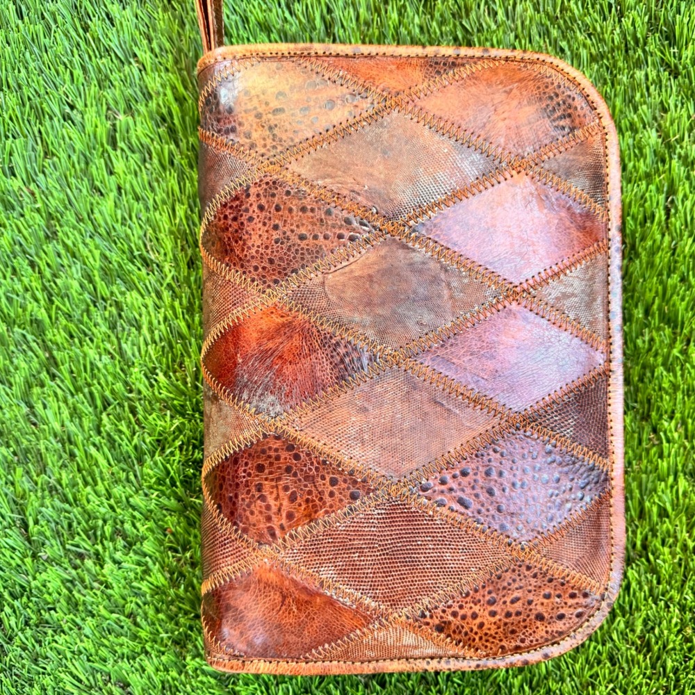 Boho Patchwork Leather Clutch - image 1
